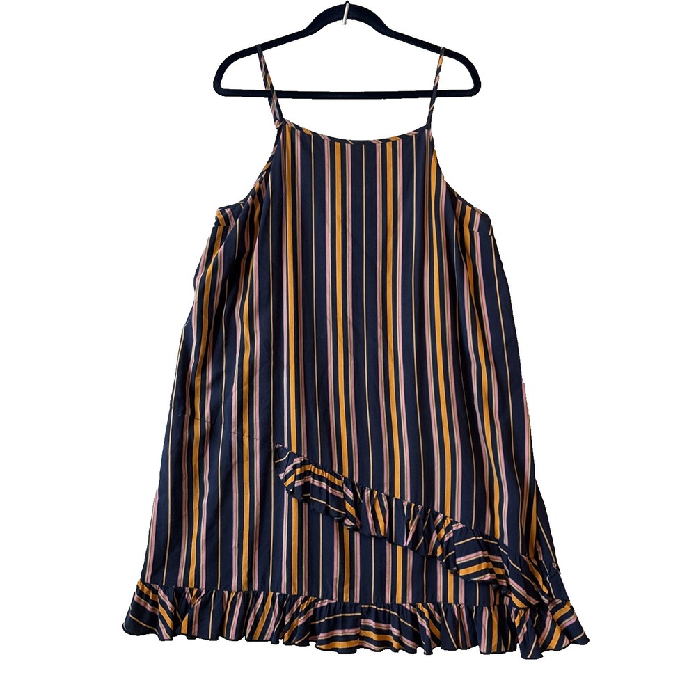 Abound Striped Cami Mini Dress Asymmetric Ruffle Flounce XXL Retro Boho Festival
